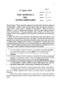 31 agosto 2014 XXII DOMENICA DEL TEMPO ORDINARIO