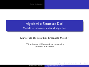 Algoritmi e Strutture Dati - Modelli di calcolo e analisi di algoritmi