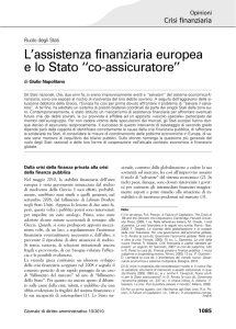 L`assistenza finanziaria europea e lo Stato ``co-assicuratore`