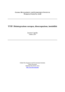 TTIP: Disintegrazione europea, disoccupazione
