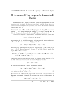 Il teorema di Lagrange e la formula di Taylor