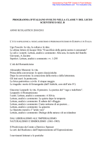 PROGRAMMA D`ITALIANO SVOLTO NELLA CLASSE V DEL LICEO