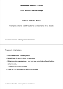 Campionamento e distribuzione campionaria della media