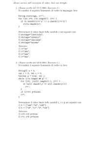 Alcuni esercizi sull`esecuzione di codice Java con stringhe 1