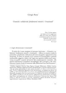 Giorgio Resta* Gratuità e solidarietà: fondamenti emotivi e `irrazionali`