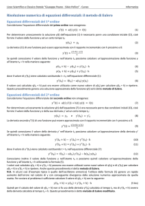 Risoluzione numerica di equazioni differenziali: il metodo di Eulero