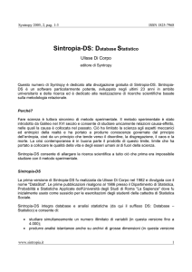 Sintropia-DS: Database Statistico