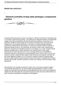 Elementi scientifici di base delle patologie a componente genetica