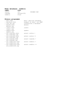 Nome database: reddito Elenco programmi