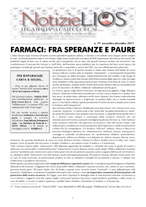 FARMACI: FRA SPERANZE E PAURE