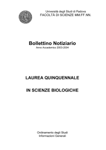 Laurea in Scienze Biologiche - Corsi di Studio in Biologia