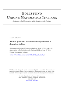 Alcune questioni matematiche riguardanti la dinamica stellare