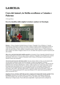Cura dei tumori, in Sicilia eccellenze a Catania e Palermo 24 marzo