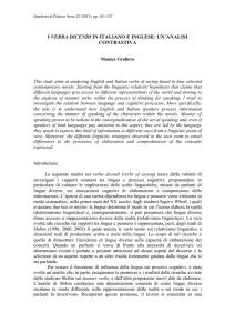 i verba dicendi in italiano e inglese: un`analisi contrastiva