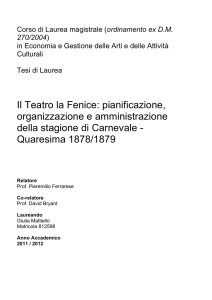 Il Teatro la Fenice: pianificazione, organizzazione e