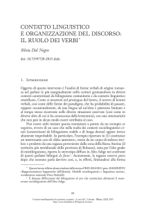 Contatto linguistico e organizzazione del discorso: il ruolo dei verbi