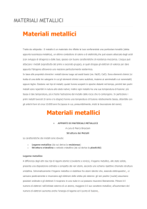 Materiali metallici Materiali metallici