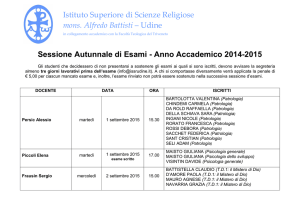 lista iscritti esami autunno 2015 - Istituto Superiore di Scienze