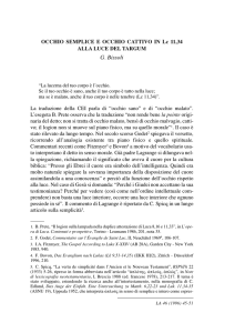 Occhio semplice e occhio cattivo di Lc 11,34 alla luce