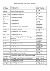 Docente Insegnamento Data, ora, sede Baldi ML St. della filosofia 7