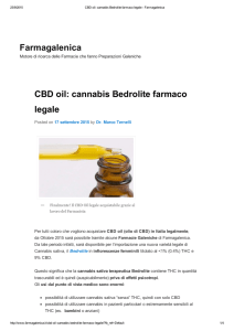 CBD oil: cannabis Bedrolite farmaco legale Farmagalenica