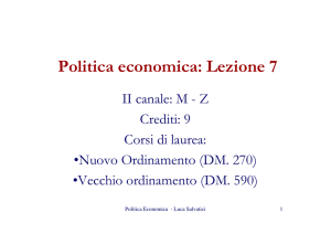 Politica economica: Lezione 7