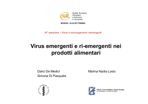 Virus emergenti e ri-emergenti nei prodotti alimentari