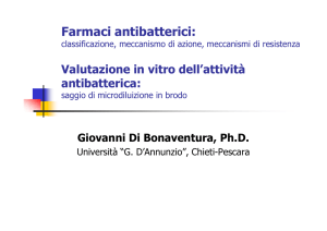 agenti antibatterici e valutazione attivit+á in vitro