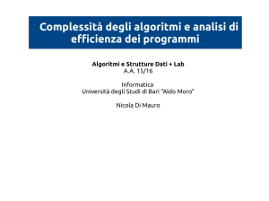 Complessità degli algoritmi e analisi di efficienza dei programmi