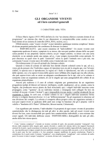 GLI ORGANISMI VIVENTI ed i loro caratteri generali