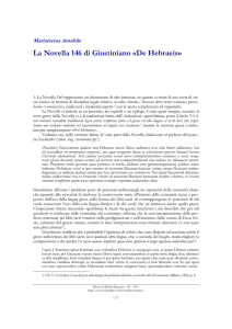 La Novella 146 di Giustiniano «De Hebraeis