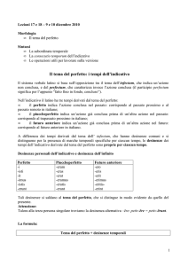 Il tema del perfetto: i tempi dell`indicativo