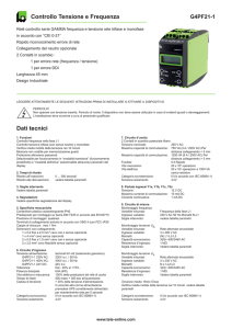 Controllo Tensione e Frequenza Dati tecnici