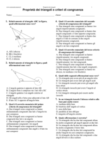 Proprietà dei triangoli e criteri di congruenza