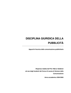 DISCIPLINA GIURIDICA DELLA PUBBLICITÀ