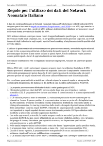 Regole per l`utilizzo dei dati del Network Neonatale Italiano