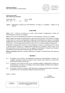 Regolamento di Ateneo per l`Amministrazione, la finanza e