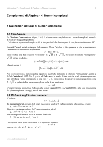 Complementi di Algebra, Numeri Complessi