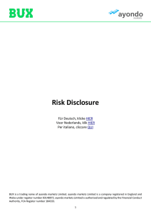 Risk Disclosure - ayondo markets