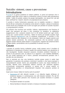 Suicidio: sintomi, cause e prevenzione