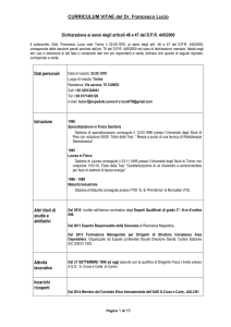 CURRICULUM VITAE del Dr. Francesco Lucio Dichiarazione ai