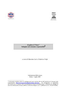 Scegliere il “bene” Indagine sul consumo