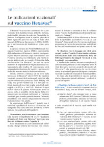 Le indicazioni nazionali* sul vaccino Hexavac
