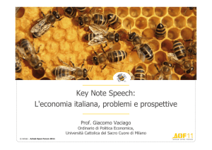 Key Note Speech: L`economia italiana, problemi e prospettive