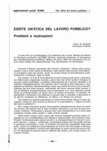 ESISTE UN`ETICA DEL LAVORO PUBBLICO?