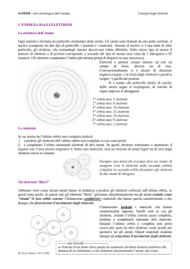 L`ENERGIA DAGLI ELETTRONI La struttura dell`atomo Ogni materia