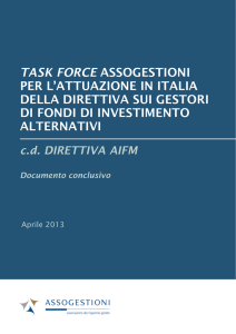task force assogestioni per l`attuazione in italia della direttiva sui