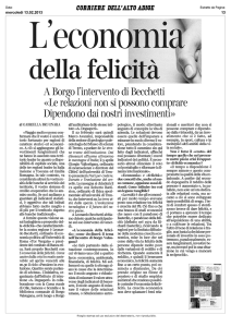 Corriere dell`Alto Adige - Becchetti racconta l`economia della felicità