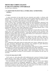 MOTO DEI CORPI CELESTI E GRAVITAZIONE UNIVERSALE