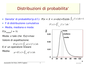 Distribuzioni di probabilita` - INFN Cagliari